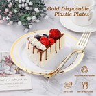 Bestvip 100pcs Gold Plastic Plates  10 25 Inch Disposable Dinner Plate Party    