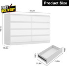 White 8 Drawer Bedroom Dresser Simply Modern Wood Storage Double Dresser     