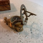 Brass Sundial Compass Marine Pocket Sun Clock W wooden Case Cracked Glass