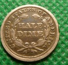 1858  Seated Liberty Half Dime Coin 1837-1891  a07   Coin