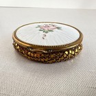 Vintage Evans Compact Guilloche Enamel Rose Gold Mesh Powder Case Repair