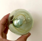 Rare Japanese Antique Glass Fishing Float     Swirled Pattern     3 47  Hand-blown