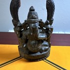 Rare Hand Carved Antique Hindu God Ganesha Wood Figurine Statue