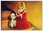 Lovely Children-flowers Of Life Pretty Girl   Puppy Kids Art New Modern Postcard