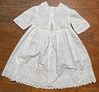 Antique Edwardian Child White Cotton Dress Eyelet Lace French Seams Size 4 5