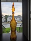 Rare Vintage Mcm Empoli 22  Genie Bottle W  Flame Stopper Honey Amber   mint 