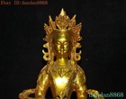 Tibet Buddhism Bronze 24k Gold Gilt Kwan-yin Longevity God Goddess Buddha Statue