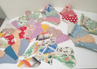Bundle Quilt Blocks Pieces Dresden Plate Floral Vintage 1940s Fabric Handstitch