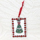     2025 Christmas Tree Ornament Photo Picture Frame Holiday Red Sparkle 2 x3 