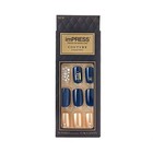 Kiss Impress Press-on Manicure One-step Gel 30 Count  pack Of 1  Navy Blue gold