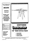 10  Table Saw Instruction Manual Fits Sears Craftsman Model   113 298843