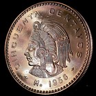  beautiful  Authentic Mexico 50 Centavos  950  95   Copper Coin  cuauhtemoc  