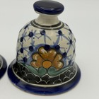 Vintage Set Of 2 Talavera Mexican Pottery Bell Hand Painted Floral Pueblo Mexico