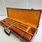 Zen-on 5500b Wooden Bass Recorder Cherry Wood Used With Case Vintage