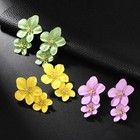 White Women Boho Flower Earrings Fashion Statement  Drop Dangle Stud Earrings