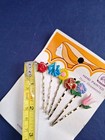  6  Vintage 1970 s Assorted Flower Hand Painted Peacock 2  Hair Bobby Pins  8