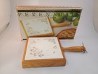 Pfaltzgraff Tea Rose Wood Framed Trivet With Handle And Box