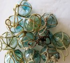 Baker s Dozen  13  Japanese Blown Glass Fishing Floats 2  Net Handles Vtg Usa Bz