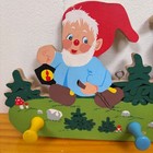 Vtg Grossman Winkl Gnomes Mushrooms Kids Wooden Coat Hat Rack Room Decor Germany