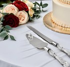 Adorox Elegant Cake Knife And Server Set Stainless Steel With Crystal Handle - P