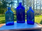 Vintage Cobalt Blue Apothecary Bottle Lot Of 3  Phillips Milk Of Magnesia Glass