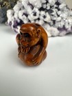 Antique Japanese Netsuke Monkey Boxwood Hand Carved Edo Period