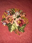 Antique Floral Completed Handmade  Needlepoint