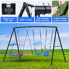 440lb Metal Swing Set With 3 Seats   A-frame Outdoor Kids Swing Backyard Playset