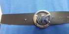 Michael Kors Belt Reversible White To Black Round Mk Logo Silver Buckle Msrp  68