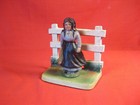 Vintage Cast Iron Girl And Fence Bookend Or Door Stop