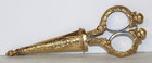 1928 Brand 4 5  Embroidery Sewing Scissors Goldtone Victorian Cherubs W  Sheath 