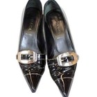 Vntg Prada Vernice Black Patent Leather Kitten Heels  Iob     Sz Us 6   It 36