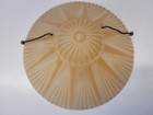 Vintage Art Deco Amber Gold 3-hole Chain Glass Mcm Ceiling Light Shade Starburst