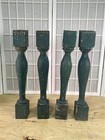 4 Vintage Green Wood Balusters  Reclaimed Spindles  Architectural Salvage  A7