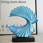 Modern Blue Ocean Wave Sculpture     Abstract Resin Statues For Home Decor  Elegan