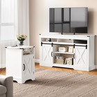 Fansafurn Farmhouse End Table Charging Station Wooden Rustic Nightstands