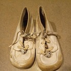 Vtg  Baby Toddler Shoes Leather Hard Soles White And Moccasin 