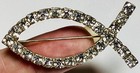 Vtg Clear Rhinestonejesus Fish Angelic Ichthus Brooch Pin 2   