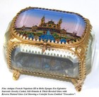 Antique French Souvenir Jewel Casket  Ormolu   Thick Beveled Glass   trocadero 