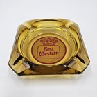Vintage Ashtray Amber Glass Best Western Hotels  3 1 2   x 3 1 2    Retro