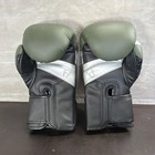 Venum Elite Evo Hook And Loop Boxing Training Gloves Green   Silver 14 Oz
