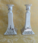 Pair Of Antique D   C France Art Deco Candle Holders Signed