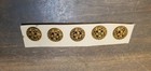 Antique Early 1900s French Style Button Lot Of 5 Gold Studded Victorian Brass