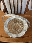 Hammered Aluminum  Mid-century Vintage Candy Dish  Glass Dish
