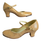 Vintage Leo s Nude Leather Tap Shoes  7595 2  Heels Capezio Taps Women Size 5