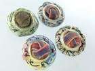 Lot Of 4 Italian Ceramic Art Glass Garment Buttons 1 2in Relief Pattern 769c