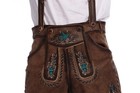 Oktoberfest German Lederhosen Mens Embroidered Leather Shorts Suspenders New
