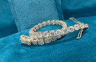 7  Inch Long Tennis Wedding Bracelet Solid 14k Yellow Gold 7 Ct Round Cut Vvs1