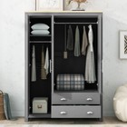 3 Doors Wooden Wardrobe Freestanding Armoire Closet Cabinet Organizer 2 Drawers