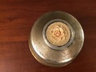 Vintage Powder Puff Working Music Box Metal With Decorative Flower 
